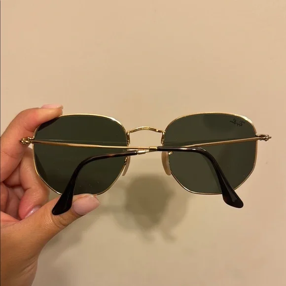 Ray-Ban Gold Sunglasses with Dark Green Lenses - Picture 7 of 7